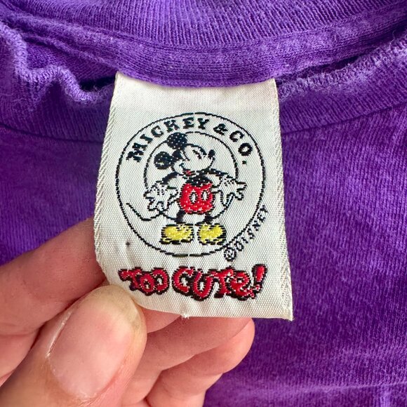 Vintage Fantasia Mickey Mouse Men's Shirt Large Purple Pocket Embroidered - Picture 2 of 3